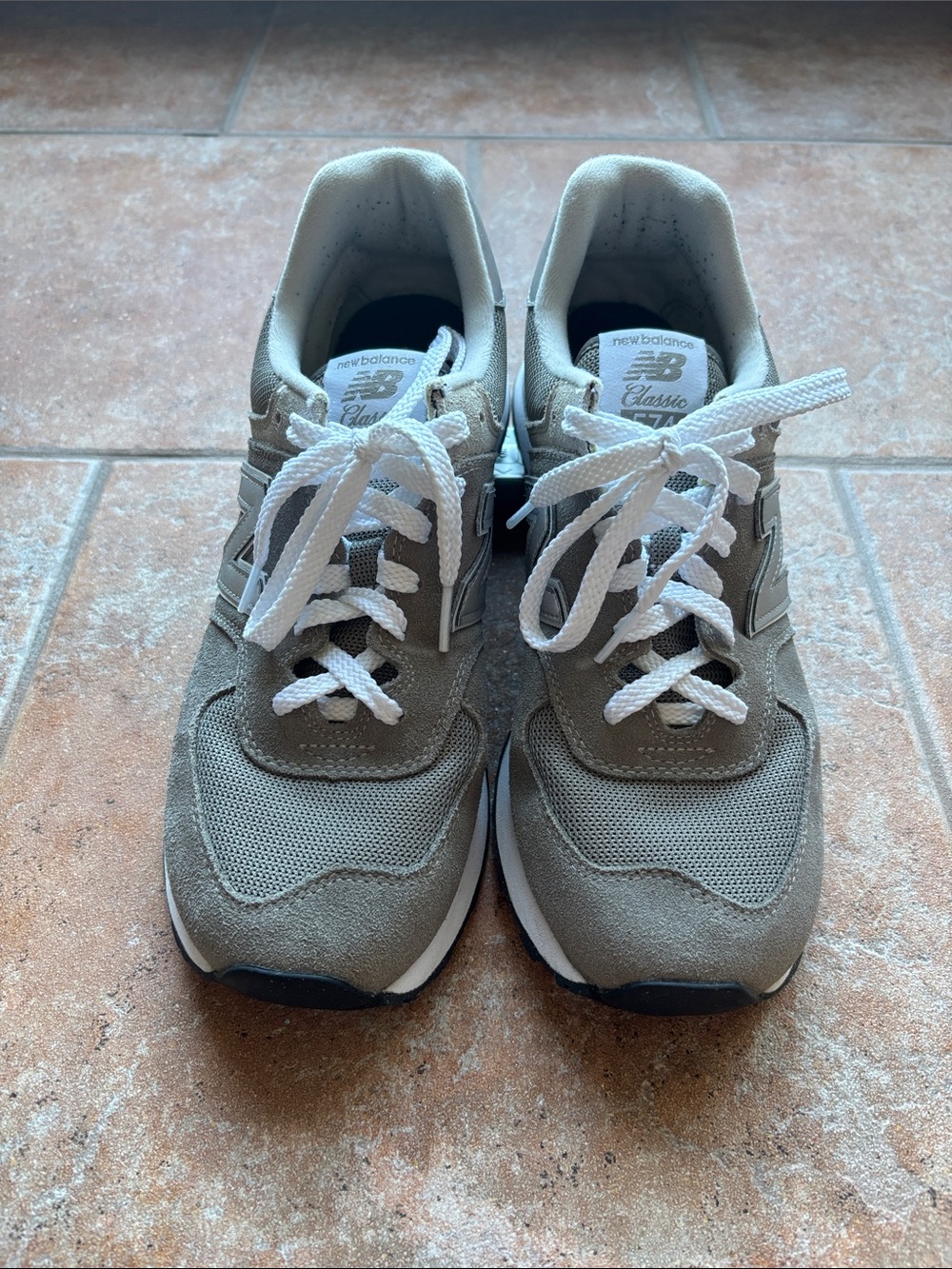 New Balance Taupe Gray Lace-Up Sneakers